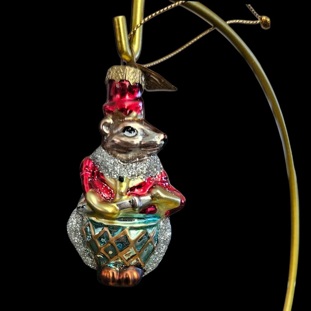 Thomas Pacconi Mouse Drummer Glass Christmas Ornament Vintage Hand Painted